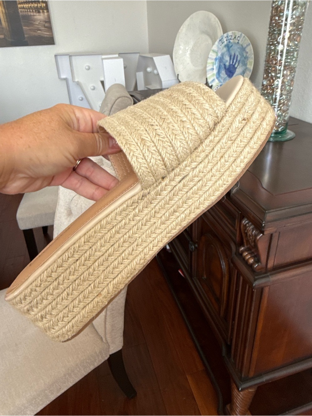 Lulu's Beige Woven Espadrille Platform Slide - Picture 2 of 3